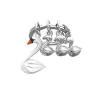 METALMORPHOSE MTM112-01 - Portachiavi con cigno bianco e suoi 3 bambini argentati, Bianco e Cromo, L, Taglia unica