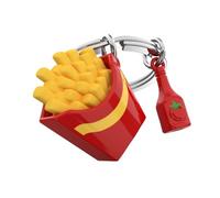 O meta[l]morphose METALMORPHOSE - Portachiavi con cornetto di patatine e ketchup, portachiavi divertente, fastfood, regalo originale per uomo e donna, rosso, taglia unica