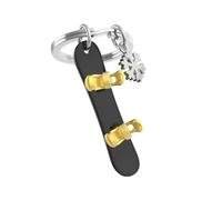METALMORPHOSE - Portachiavi in metallo 3D con fiocco e fiocco per gli appassionati di sport invernali, regalo uomo, regalo da donna, giochi olimpici MTM148-01, nero, oro, taglia unica, Snowboard