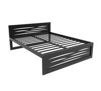 MetaloPro Letto una Piazza e Mezza con Rete, Nero, 140x200 cm, Ryka | Testiera e pediera con decoro inciso al laser, rete in acciaio integrata, portata 1000 kg, 37 cm di spazio sotto il letto