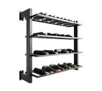 MetaloPro Portabottiglie in metallo, per 48 bottiglie di vino, design robusto, per cucina, cantina o bar, colore nero