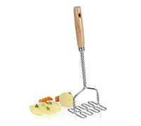 Metaltex Masher with Wooden Handle, Stainless Steel, Multi-Colour, 9.2 x 10 x 33