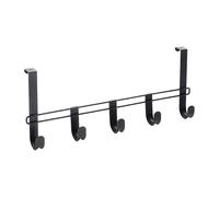 Metaltex Barra Dietro Porta con 5 Ganci, Nero, 38x6x15 cm