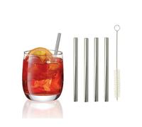 Metaltex Cannucce in acciaio inox, corte/dritte, 4 pezzi, 12,5 cm, riutilizzabili