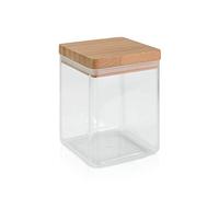 Metaltex - Contenitore Quadrato in Acrilico con Coperchio di bambù, 1,3 L