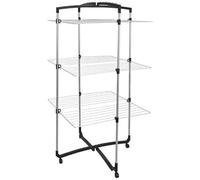 Metaltex Faro plus 405773039 - Stendibiancheria a 3 piani, argento e nero, accia