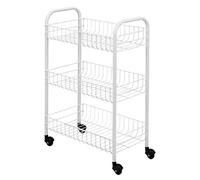 Carrello Bianco 3 Cestello Slim Salvaspazio Carrellino Con Ruote Multiuso