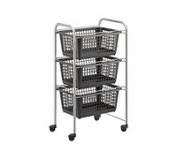 Metaltex San Diego 80 ANIV - Carrello portaoggetti con 3 cesti estraibili. Colore: argento. Dimensioni: 68 x 30 x 38 cm