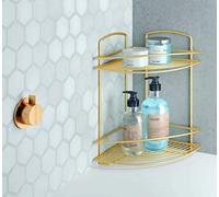 Metaltex serie Brass - Mensola angolare due ripiani per bagno - (463202)