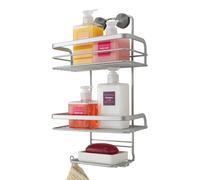 Metaltex serie Viva! - Mensola rettangolare per doccia a 3 ripiani con gancio - (404812)
