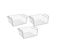 Metaltex Set da 3 unità di cestello sottoripiano. Cestino sottopensile e porta oggetti cucina in filo metallico. Organizer cucina, bagno, dispensa, armadi, ufficio. Salvaspazio multiuso 30X26X14cm.