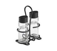 Metaltex Set da tavola per sale e pepe, 3 pezzi, con supporto in metallo nero