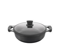 Metaltex XPERT - Casserole Basse en Aluminium Fondu 30 cm avec Couvercle de Verre Trempé