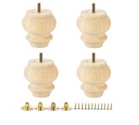 Metany Set di 4 gambe per mobili non verniciate, 7,6 cm, in legno massiccio, rotonde, per divano, divano, armadio, ottomano, fai da te, gambe per mobili in legno