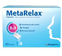 Metagenics Integratore Metarelax New - Magnesio e Vitamine per Rilassamento - Gusto Lime 40 bustine