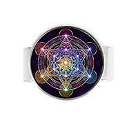 Metatron Cube - Anello con geometria sacra, fiore della vita, stile vintage