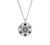 Metatron Cubo Collana per gli uomini Geometria Sacra Ciondolo Sigilli di Arcangelo Angelo San Michele Dichiarazione Portachiavi Protezione Spirituale Talismano Gioielli Religiosi (Metatron argento)