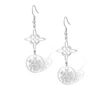 Metatron - Orecchini pendenti a forma di cubo con nodo da strega in acciaio inox con nodo celtico amuleto geometria sacra gioielli da stregoneria regalo per donne (argento 2)