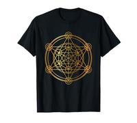 Metatron's Cube Sacred Geometry Yoga Pregare Gold T-Shirt Maglietta