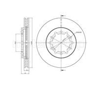 METELLI 2x Disco Freni Anteriore Ø260 MM Ventilato per Nissan NP300 Pick-Up D22