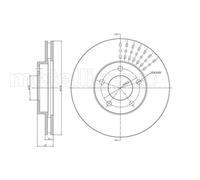 METELLI 2x Disco Freni Anteriore Ø278 MM Ventilato per Ford Maverick Mazda