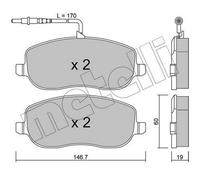METELLI Kit pastiglie freni Anteriore per FIAT Scudo Van (220) 22-0530-0