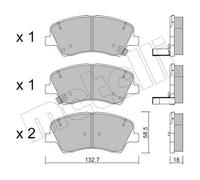 METELLI Kit pastiglie freni Anteriore per HYUNDAI i20 III (BC3, BI3) 22-1167-0