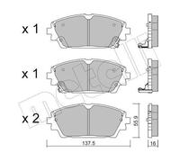METELLI Kit pastiglie freni Anteriore per MAZDA 3 Hatchback (BP) 22-1237-0