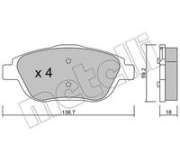 METELLI Kit pastiglie freni Anteriore per OPEL Corsa F Crossland X (P17) MOKKA