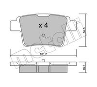 METELLI Kit pastiglie freni Posteriore per FORD MONDEO III (B5Y) 22-0677-0