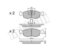 METELLI Pastiglie Bremsbelegsatz Frontale per Fiat Strada Pick-Up Palio Weekend