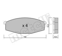 METELLI Pastiglie Bremsbelegsatz Frontale per Nissan Patrol III / 1 Station