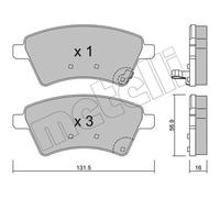 METELLI Pastiglie Bremsbelegsatz Frontale per Suzuki SX4 Berlina Fiat Sedici