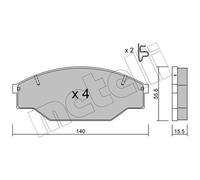 METELLI Pastiglie Bremsbelegsatz Frontale per Toyota Hiace II Wagon VW Taro