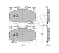 METELLI Pastiglie Bremsbelegsatz Frontale per Toyota Land Cruiser 100 Lexus LX