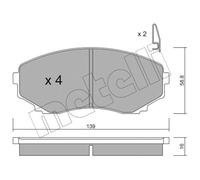 METELLI Pastiglie Bremsbelegsatz Frontale Sistema Sumitomo per Mazda MPV II