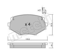 METELLI Pastiglie Bremsbelegsatz Frontale Sistema Sumitomo per Mazda MX-5 II