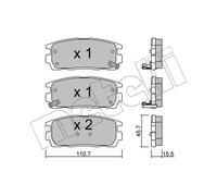 METELLI Pastiglie Bremsbelegsatz Posteriore per Chevrolet Captiva Opel Antara
