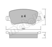 METELLI Pastiglie Bremsbelegsatz Posteriore per Ford Galaxy S-MAX Volvo XC60 V60