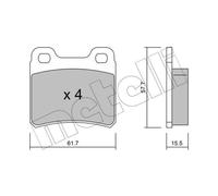 METELLI Pastiglie Bremsbelegsatz Posteriore per Opel Vectra A Calibra Saab 900