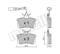 METELLI Pastiglie Bremsbelegsatz Posteriore per VW Sharan Ford Galaxy Alhambra