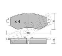 METELLI Pastiglie Freni Anteriori per Chevrolet Aveo/Kalos Hatchback Daewoo