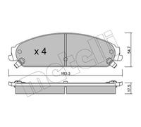 METELLI Pastiglie Freni Anteriori per Chrysler 300 C Touring Lancia Thema