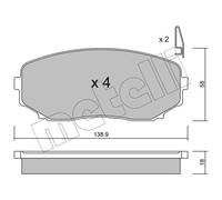 METELLI Pastiglie Freni Anteriori per Mazda CX-7 CX-9 Mitsubishi L 200 / Triton