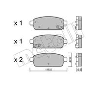 METELLI Pastiglie Freni Posteriori per Opel Mokka / X Astra J Chevrolet Cruze