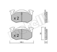 METELLI Pastiglie Freni Posteriori per Peugeot 206 Cc Citroën Xsara Coupé
