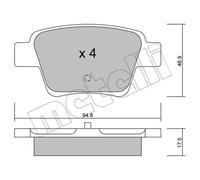 METELLI Pastiglie Freni Posteriori per Peugeot 207 Cc 307 Citroën C4 Coupé
