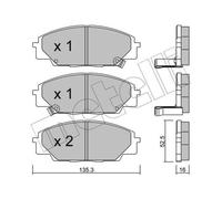 METELLI Pastiglie Freno Bremsbelegsatz Ant. per Honda S2000 Civic VIII Hatchback
