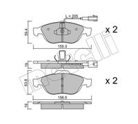 METELLI Pastiglie Freno Bremsbelegsatz Frontale per Alfa Romeo 156 Lancia Lybra
