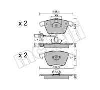 METELLI Pastiglie Freno Bremsbelegsatz Frontale per Audi A6 Allroad Exeo Pezzi
